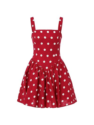 Nicholas the Label Women's Vittoria Polka Dot Linen-Blend Minidress