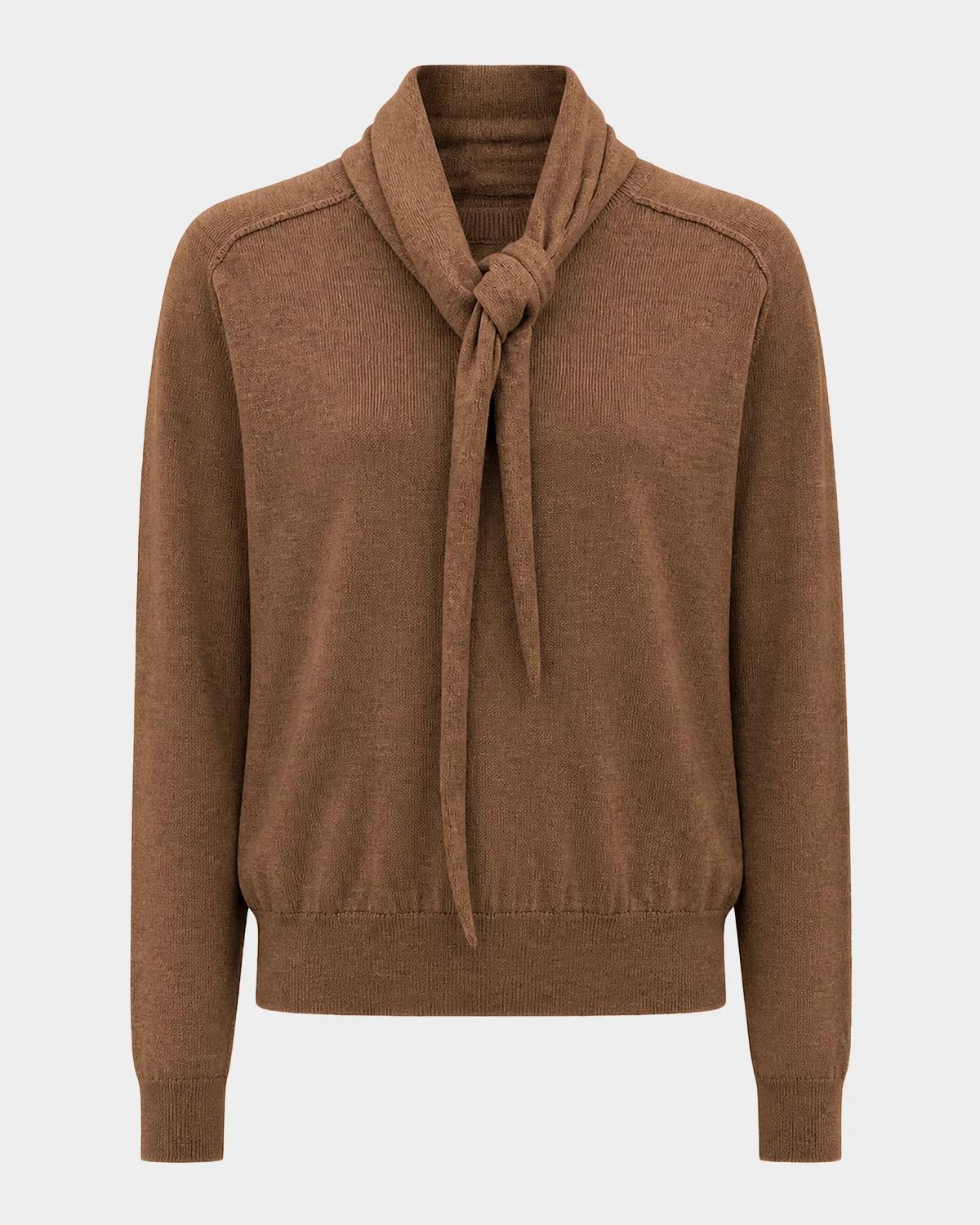 NICHOLAS Veda Tie-Neck Merino Wool Sweater