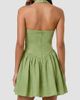 NICHOLAS Women's Amalie Halterneck Linen Drop-Waist Minidress - 4