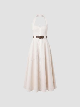 NICHOLAS Women's Anastasia Cotton Zip-Front Belted Midi-Dress