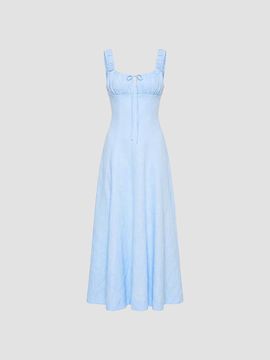 NICHOLAS Women's Dina Ruched Linen Midi-Dress
