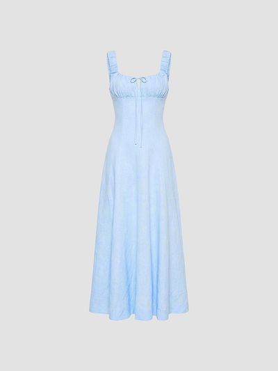 NICHOLAS Women's Dina Ruched Linen Midi-Dress