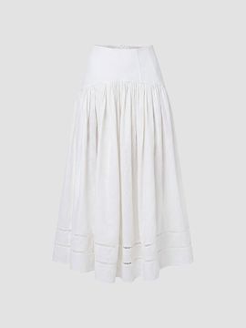 NICHOLAS Women's Elin Linen Drop-Waist Midi-Skirt