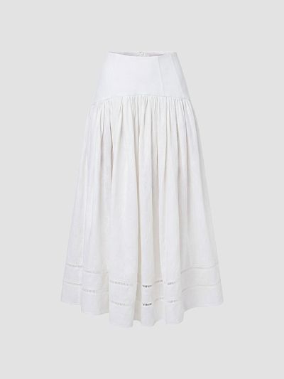 NICHOLAS Women's Elin Linen Drop-Waist Midi-Skirt