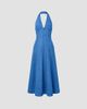 NICHOLAS Women's Elsa Halter Denim Maxi Dress - 1