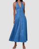 NICHOLAS Women's Elsa Halter Denim Maxi Dress - 3