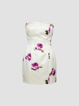 NICHOLAS Women's Kaline Floral Satin Strapless Minidress
