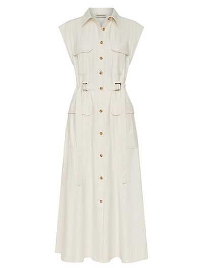 NICHOLAS Women's Romina Cotton-Blend Twill Midi-Shirtdress