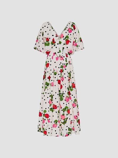 NICHOLAS Women's Vicky Polka Dot & Floral A-Line Midi-Dress