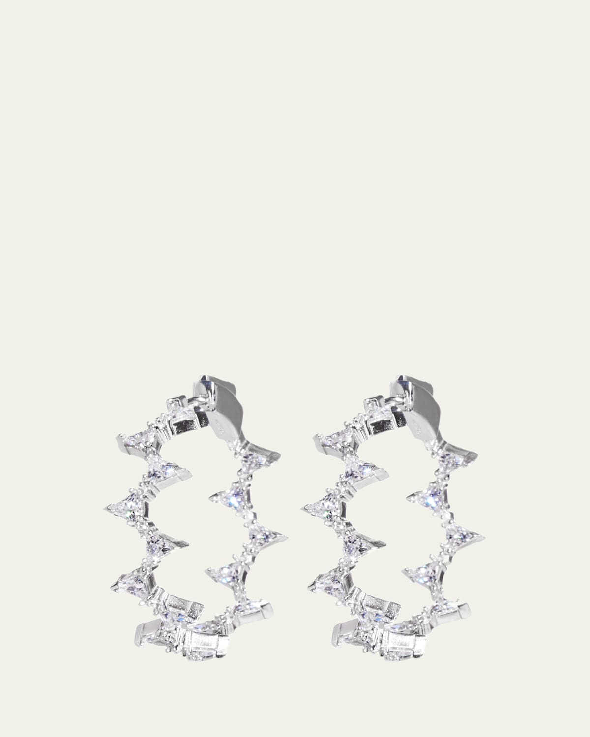 Nickho Rey Ahn Rhodium Vermeil Cubic Zirconia Hoop Earrings