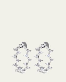 Nickho Rey Ahn Rhodium Vermeil Cubic Zirconia Hoop Earrings