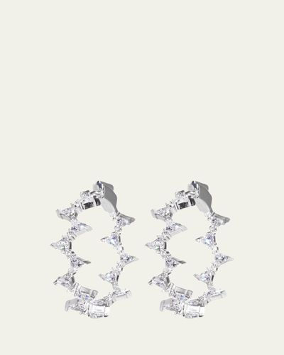 Nickho Rey Ahn Rhodium Vermeil Cubic Zirconia Hoop Earrings
