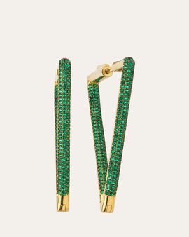 Nickho Rey Bermuda Hoop Earrings with Crystals, Green