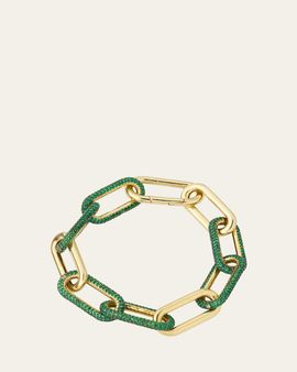 Nickho Rey Link Bracelet with Green Crystals