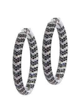 Nickho Rey Women's Classic Hoops Tire Rhodium-Plate & Crystal Earrings
