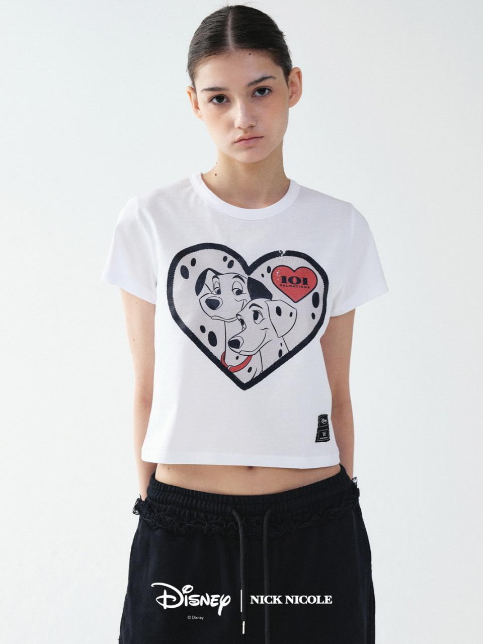 NICK&NICOLE 101 DALMATIANS BIG HEART CROP TOP [WHITE]