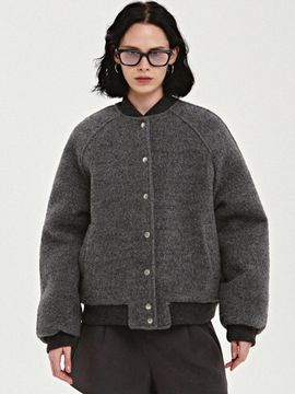 NICK&NICOLE Boucle Varsity Seoul Design Jumper [Charcoal]