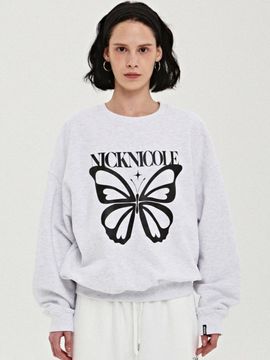 NICK&NICOLE Butterfly Bold Twinkle Relaxed Fit Sweatshirt [Melange Black]