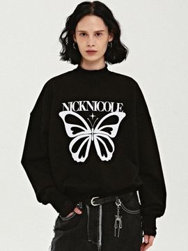 NICK&NICOLE Butterfly Bold Twinkle Sweatshirt [BLACK _WHITE]