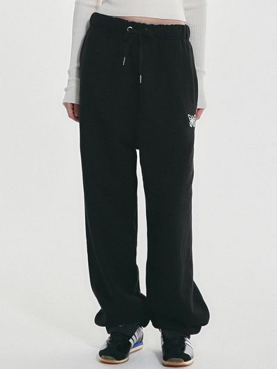 NICK&NICOLE Butterfly Embroidered High Quality Wide Pants [Black]