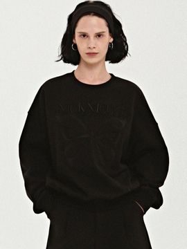 NICK&NICOLE Butterfly Embroidered Premium Sweatshirt [BLACK]