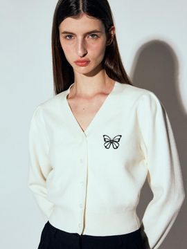 NICK&NICOLE BUTTERFLY VOLUME SLEEVE KNIT CARDIGAN [CREAM]