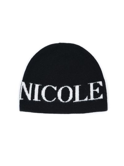 NICK&NICOLE CASHMERE LETTERING JAQUARD BEANIE