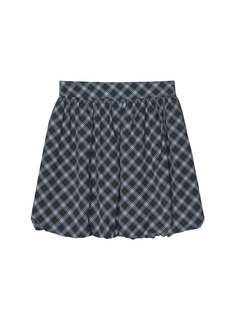NICK&NICOLE CHECK BALLOON MINI SKIRT [NAVY]