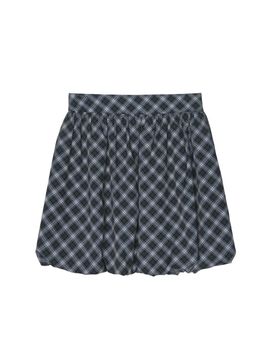 NICK&NICOLE CHECK BALLOON MINI SKIRT [NAVY]
