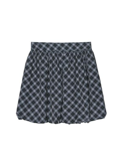 NICK&NICOLE CHECK BALLOON MINI SKIRT [NAVY]