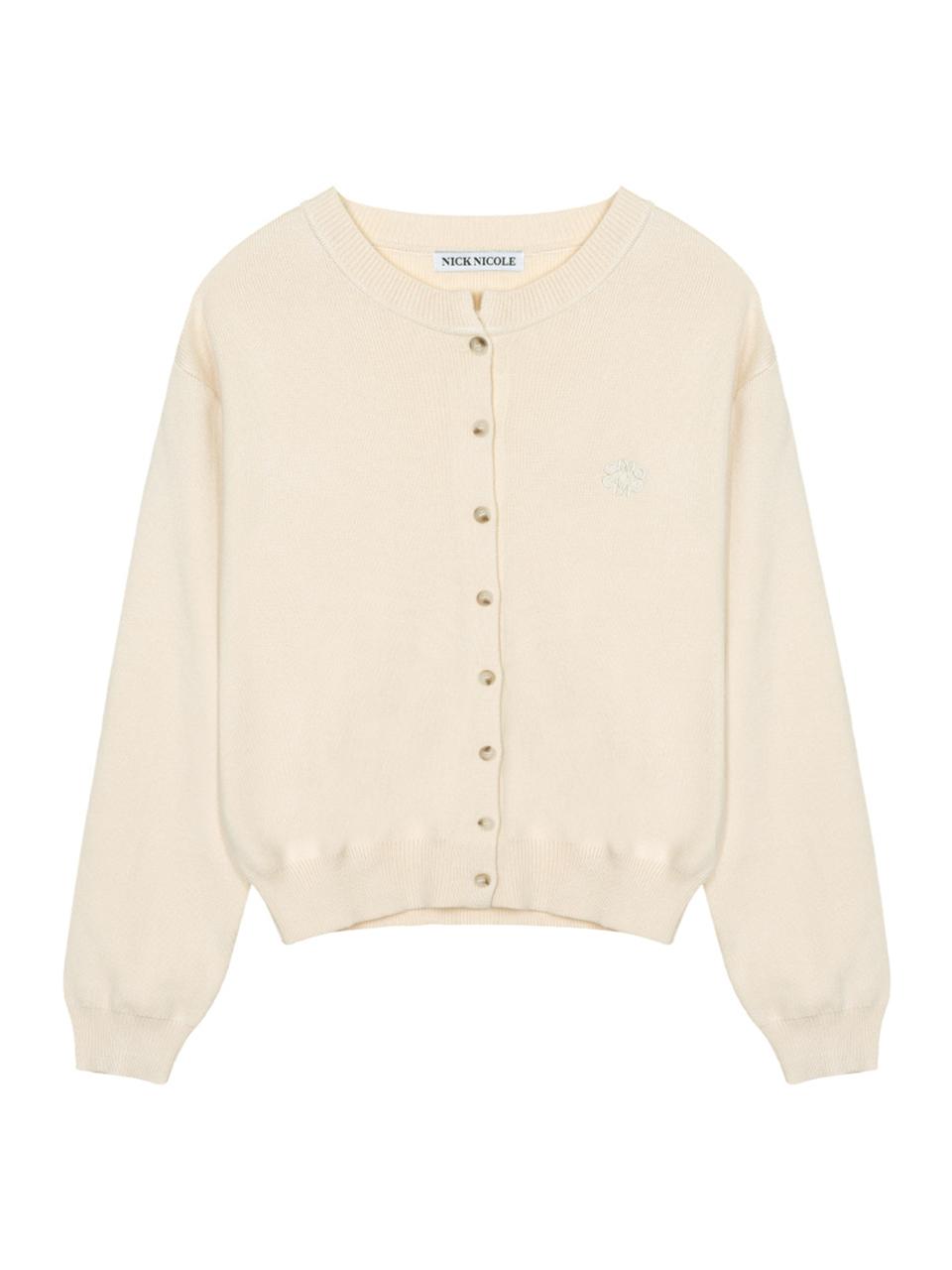 NICK&NICOLE Classic Round Knit Cardigan [White]
