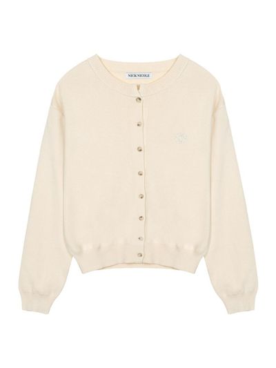 NICK&NICOLE Classic Round Knit Cardigan [White]