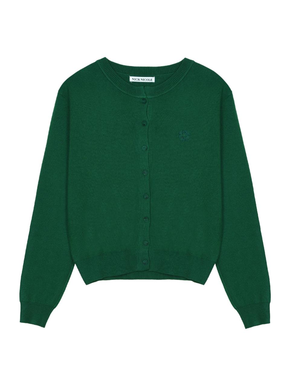 NICK&NICOLE Classic Round Minimalist Knit Cardigan [Classic Green]
