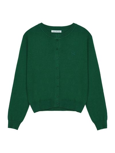 NICK&NICOLE Classic Round Minimalist Knit Cardigan [Classic Green]