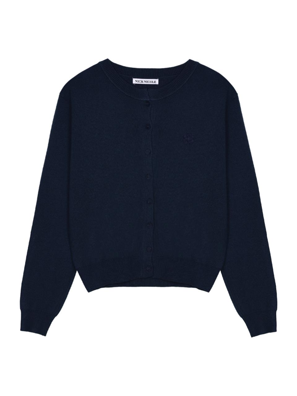 NICK&NICOLE Classic Round Minimalist Knit Cardigan [Navy]