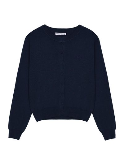 NICK&NICOLE Classic Round Minimalist Knit Cardigan [Navy]