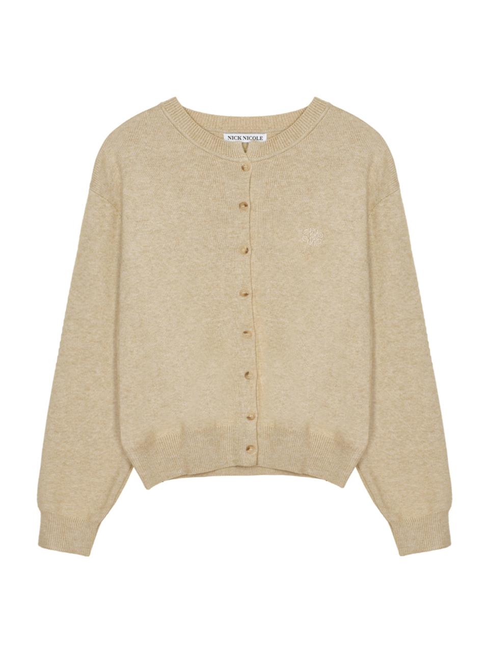 NICK&NICOLE Classic Round Neck Premium Cardigan [Light Beige]