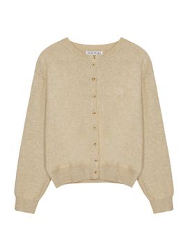NICK&NICOLE Classic Round Neck Premium Cardigan [Light Beige]
