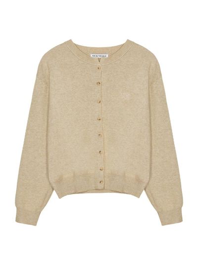 NICK&NICOLE Classic Round Neck Premium Cardigan [Light Beige]