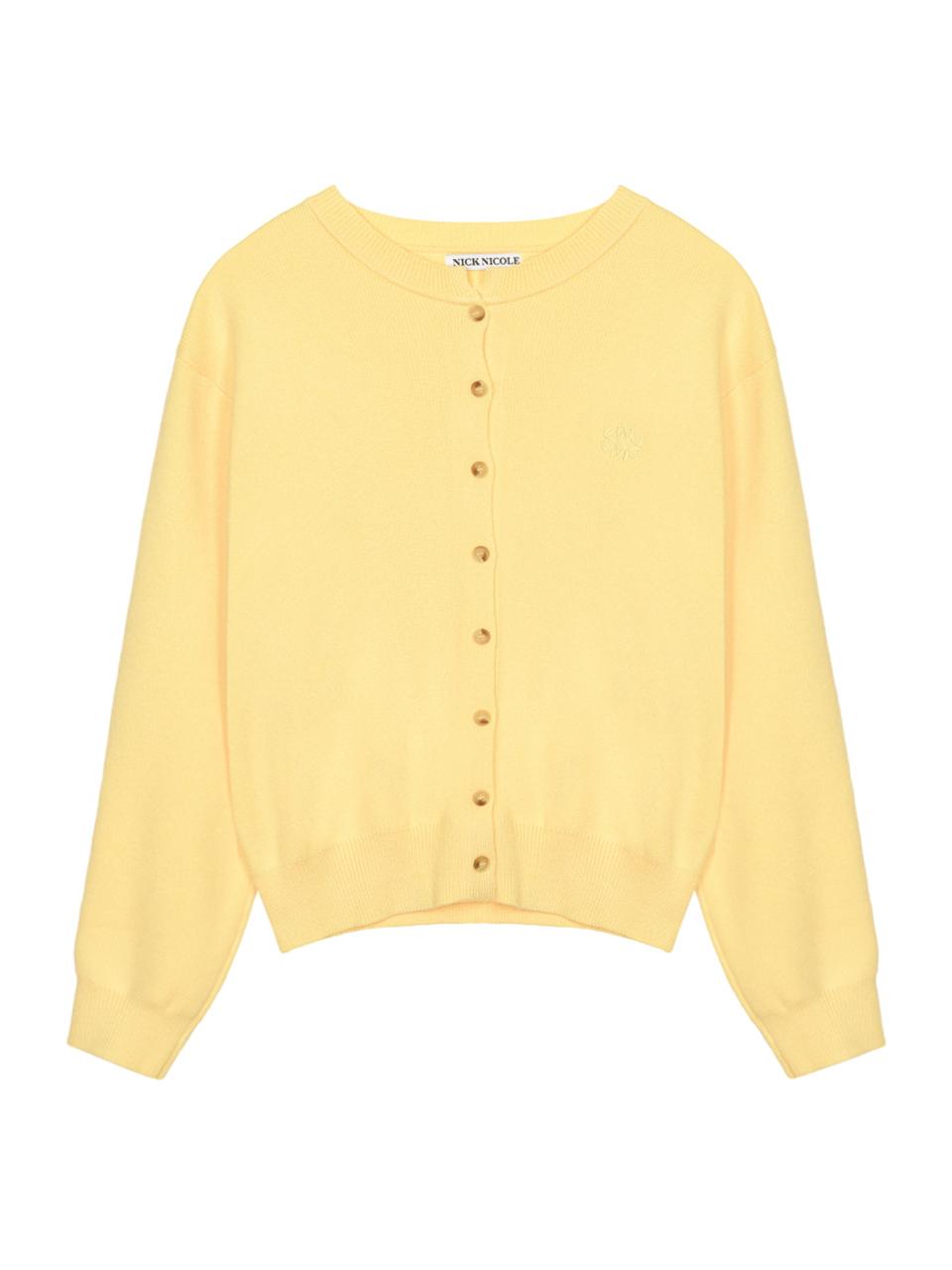NICK&NICOLE Classic Round Premium Knit Cardigan [Yellow]