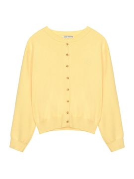 NICK&NICOLE Classic Round Premium Knit Cardigan [Yellow]