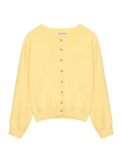 NICK&NICOLE Classic Round Premium Knit Cardigan [Yellow]
