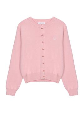 NICK&NICOLE Classic Round Thick Knit Cardigan [Pink]