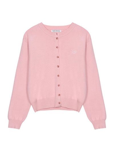 NICK&NICOLE Classic Round Thick Knit Cardigan [Pink]