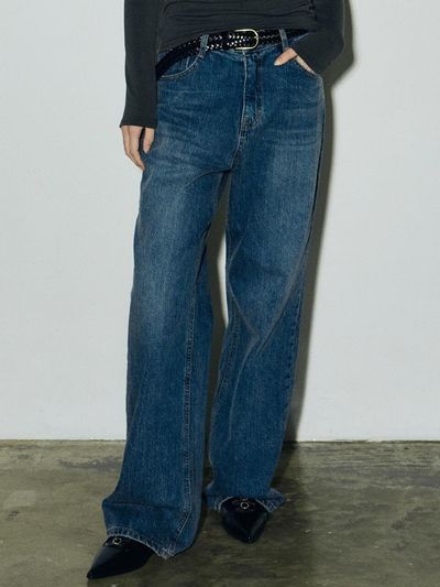 NICK&NICOLE Comfortable Straight Fit Cotton Pants [Blue]