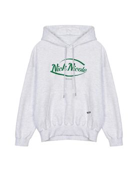 NICK&NICOLE Cotton Polyester Logo Hoody [Melange Green]