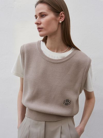NICK&NICOLE Crewneck Vest_Beige