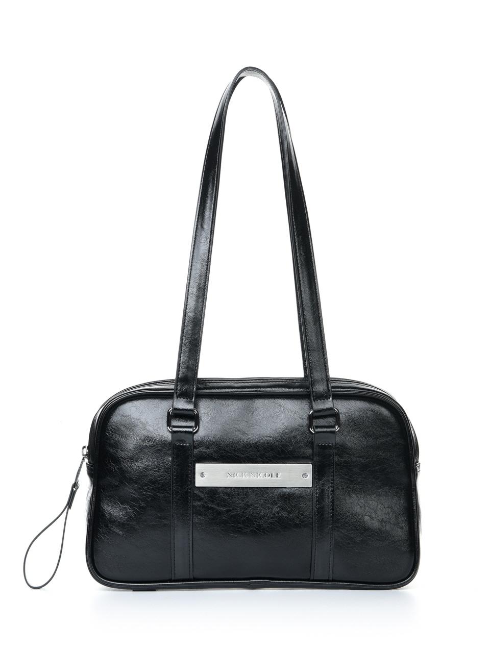 NICK&NICOLE Crystal Leather Mini Boston Bag [Black]