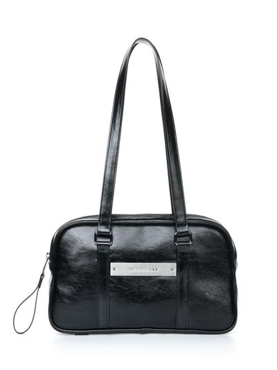 NICK&NICOLE Crystal Leather Mini Boston Bag [Black]