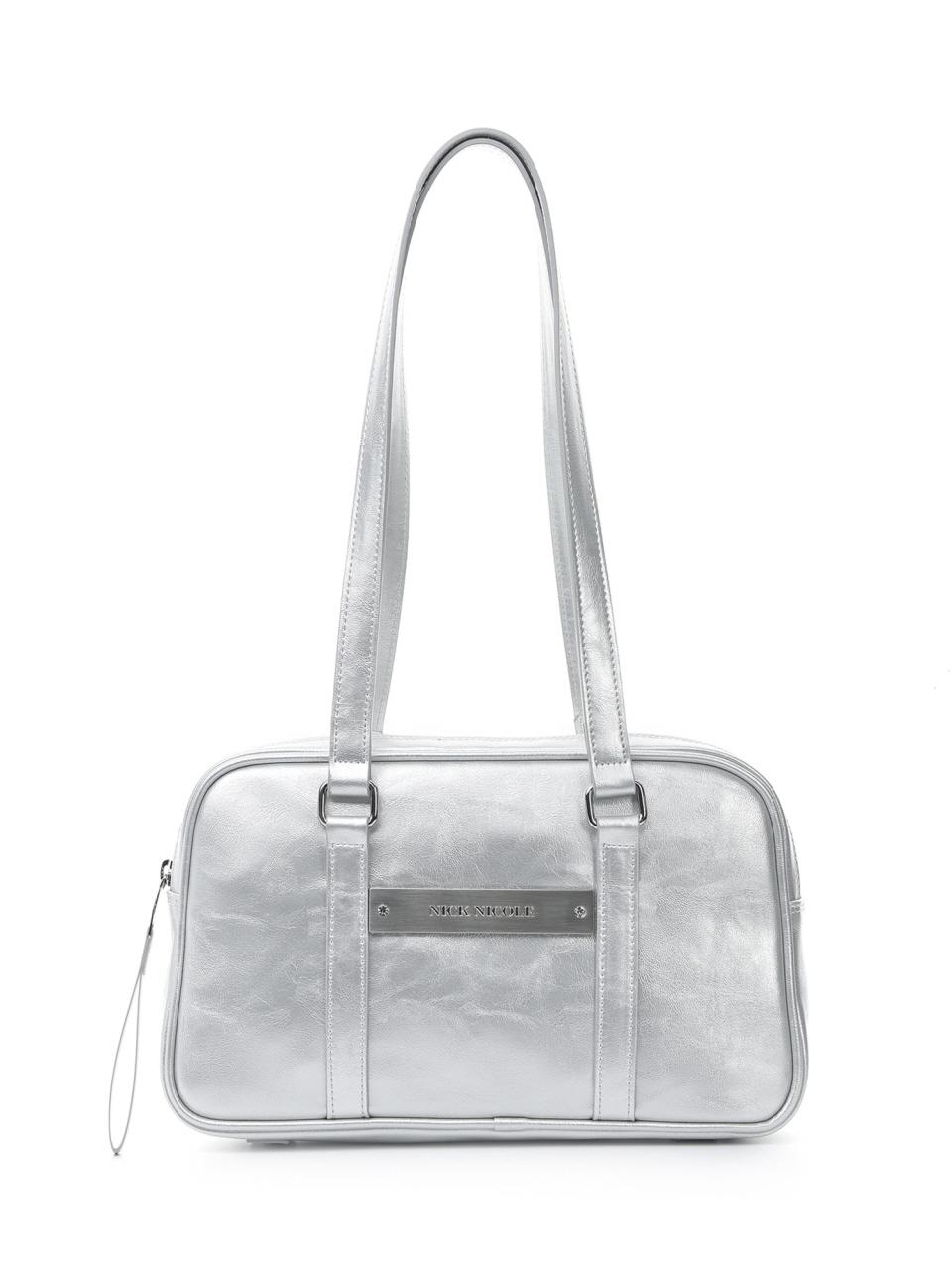 NICK&NICOLE Crystal Leather Mini Boston Bag [Silver]